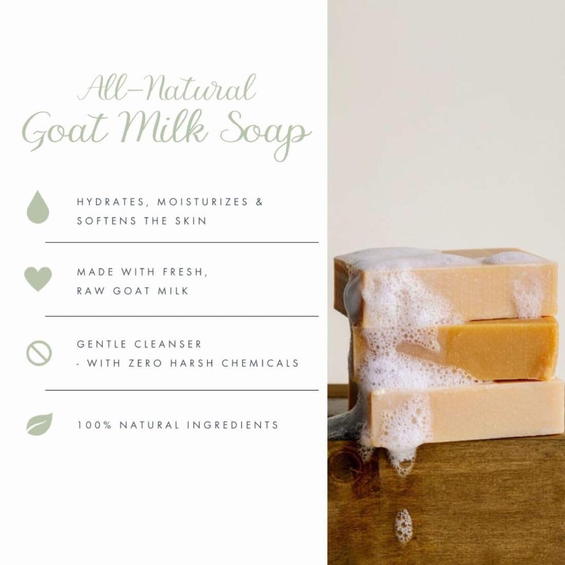 Bend Soap Company Unscented Goat Milk Soap 4 Pack, Fragrance Free Handmade Bar Soap for Sensitive Skin, Dry Skin & Everyday Use, 4.5 oz Bars