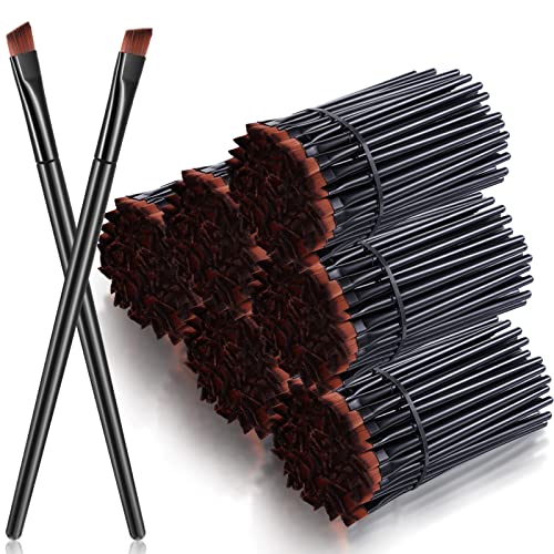 300 Pcs Disposable Eye Brow Brush Multifunction Eyebrow Cosmetic Brushes for Eyebrows Portable Angled Professional Brow Tint Esthetician Supplies Bulk(Black)