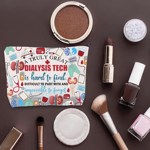 BDPWSS Dialysis Nurse Gift Dialysis Technician Gift A Truly Great Dialysis Tech Is Hard To Find Nephrology Tech Makeup Bag (Truly dialysis tech bag)