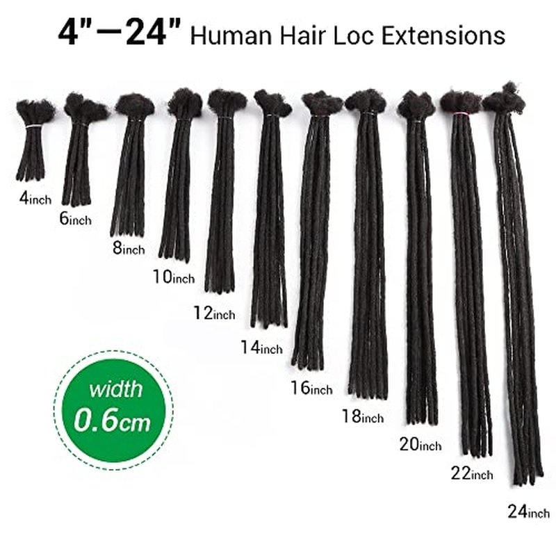 6inch 50 Strands Human Hair Dreadlock Extensions for Women/men 0.6cm Thickness 50 Strands 100% Handmade Can Be Dyed,Curled and Bleached Natural Black Permanent Loc Extensions Real Human Hair