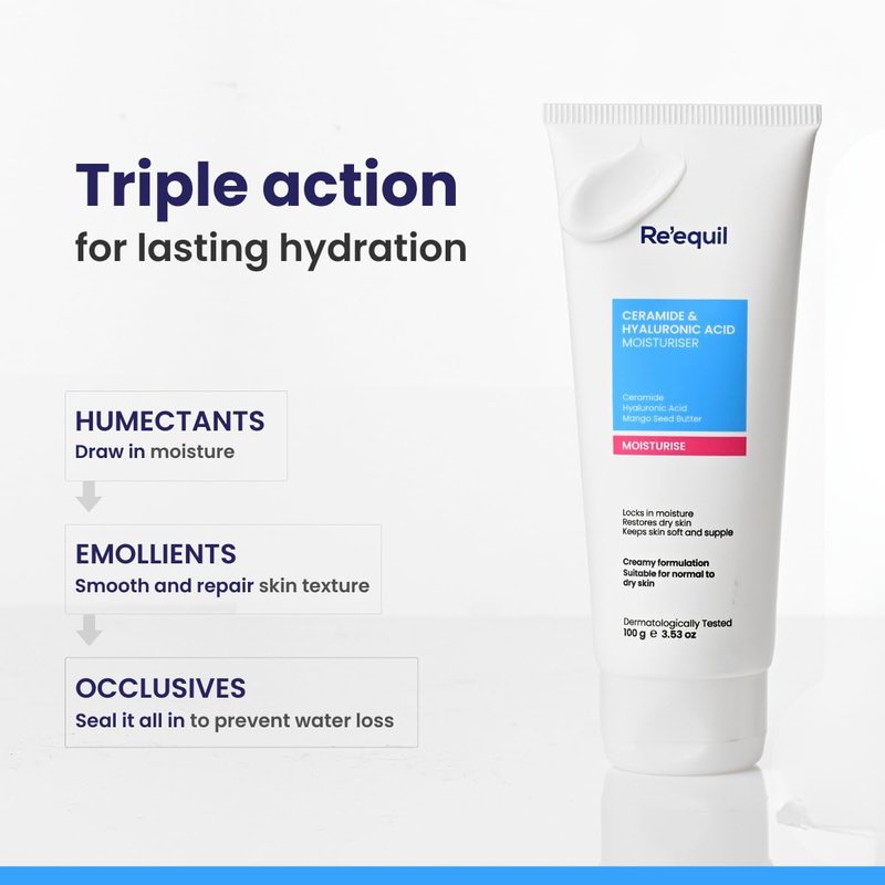 RE' EQUIL Ceramide & Hyaluronic Acid Moisturiser For Normal to Dry Skin -100 g