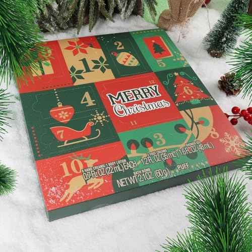 Beauty Advent Calendar 2025, 12 Days Christmas Holiday Gifts for Women Girls Makeup Advent Calendar 2025 Xmas Countdown Calendar 12pcs Hand Cream Gifts Sets with Hand Lotion Body Lotion Bath Sets