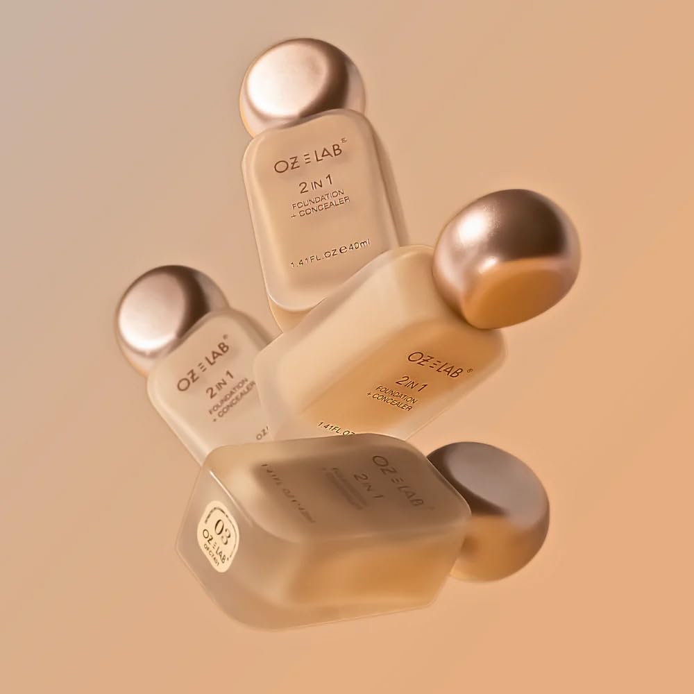 Oz Lab Beauty Gotchu Covered 2-in-1 Flawless Liquid Foundation Concealer GC-03 Warm Sand Vegan Cruelty-Free Long-Lasting，1.41 FL. OZ/ 40 ML，pack of 1