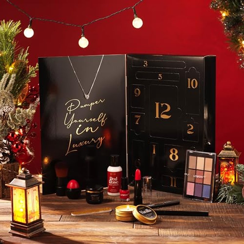 Christmas Gifts from Daughter, Birthday Gifts for Her, Beauty Treasures 12 Day Makeup Gift Set - Birthday Gift Box With Women's Skincare and Makeup Surprises - Gifts for Women with Unique Surprises