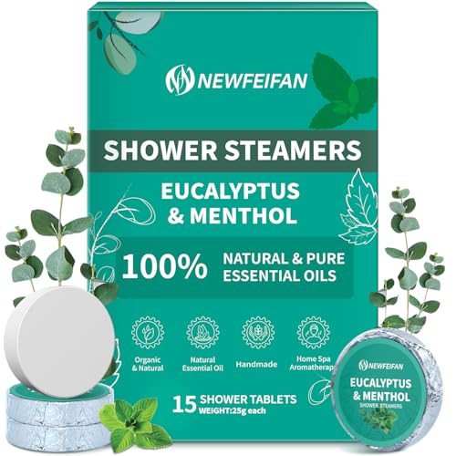 Shower Steamers Aromatherapy 15 Pack Christmas Stocking Stuffers for Teen Girls Women Men Organic Eucalyptus & Menthol Essential Oil, Spa Relaxing White Elephant Gifts, Travel Essentials Aromatherapy