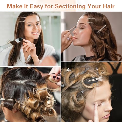 Hair Clips for Women Styling, 44Pcs Metal Duck Billed Pin Curl Clips, Hair Pins, Salon, Makeup, Hair Dyeing, Silver & Black