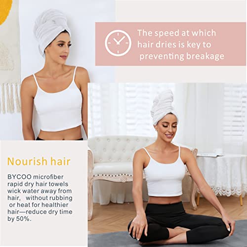 Large Microfiber Hair Towel Wrap for Women, Anti Frizz Drying Towel, Fast Dry Turban Wet Hair, Long, Thick, Curly Super Absorbent Soft Towels - White