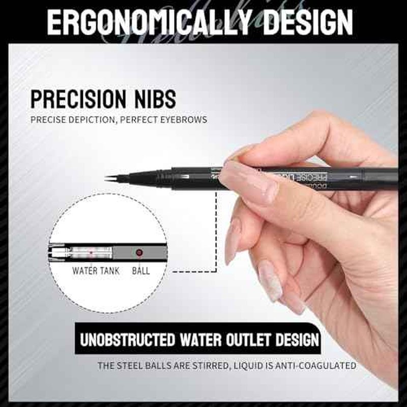 Eyebrow Pencil, 2-in-1 Dual Ended Microblading Eyebrow Pen with 2-Fork-Tip Microblade Eye Brow Pencils for Women Long-lasting & Waterproof Makeup Tool Dark Brown