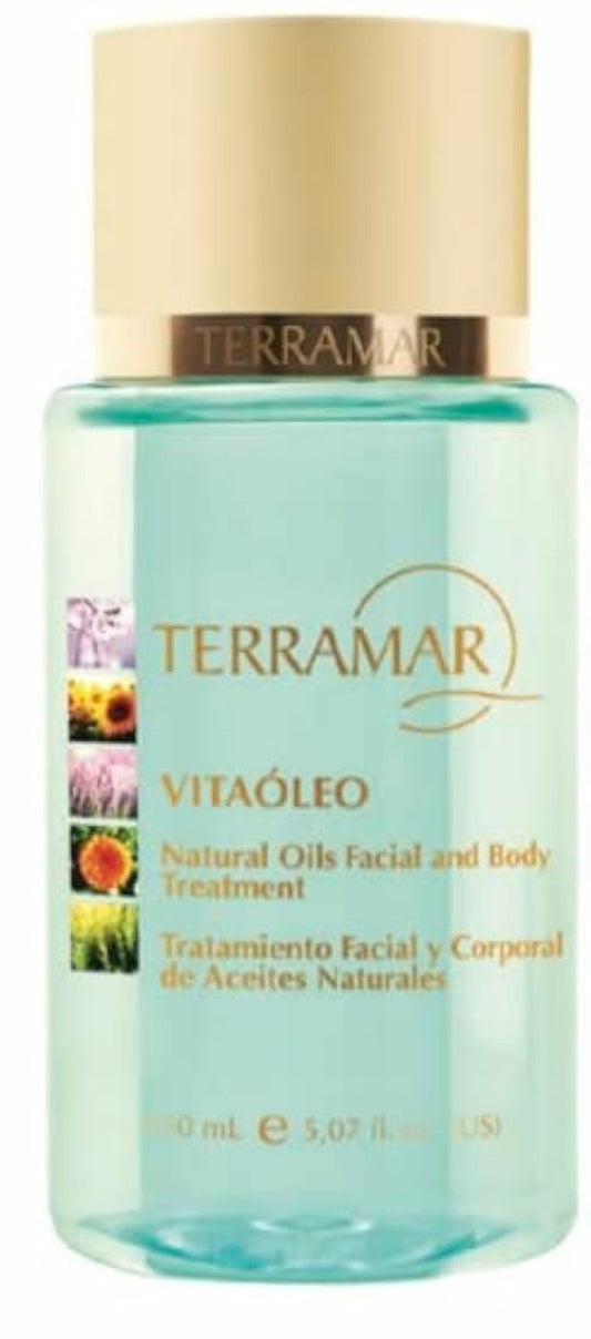 Terramar Vitaoleo Tratamiento Facial y Corporal de Aceites Naturales, Tan Suave que Puedes Aplicar en Cutis y Cuerpo. Marcas en la piel, paso del tiempo, manchas y màs