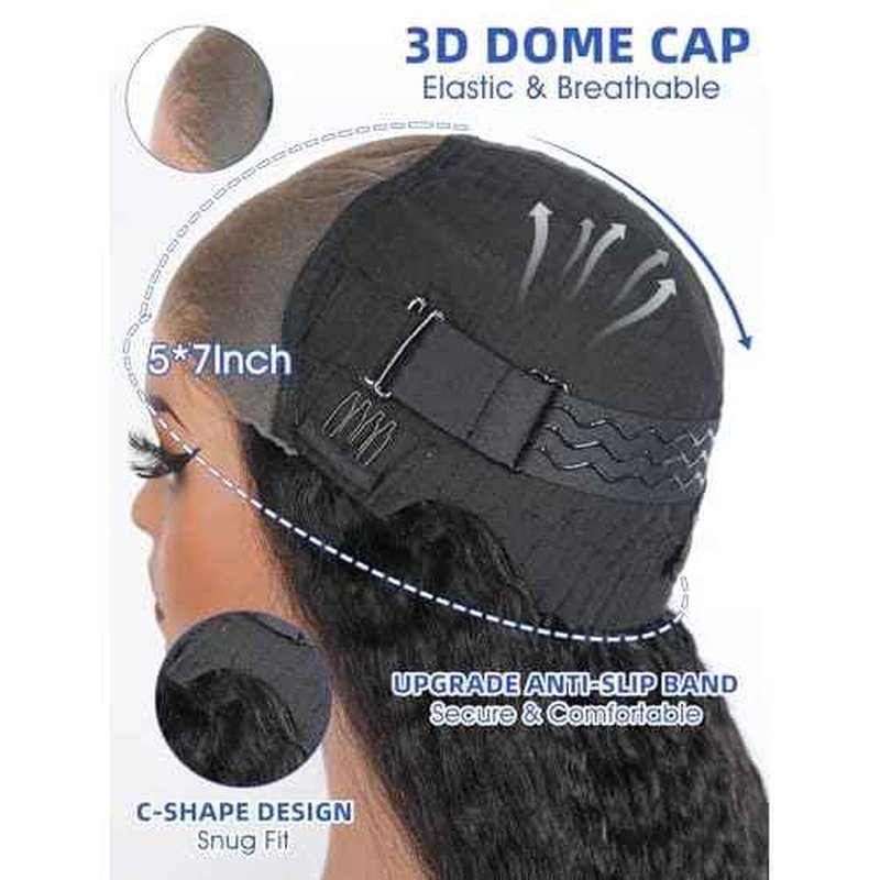 Kinky Straight Glueless Wigs Human Hair 5x7 Wear and Go Wigs Pre Plucked Pre Cut Lace Wig for Women invisible Lace Beginner Friendly 20Inches