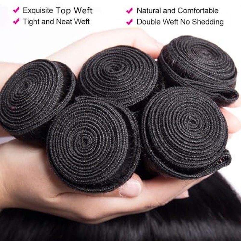 10A Brazilian Straight Human Hair 3 Bundles 10 12 14 Inch Straight Bundles Human Hair 100% Unprocessed Virgin Hair Weave Bundles Deals Hair 1B Black