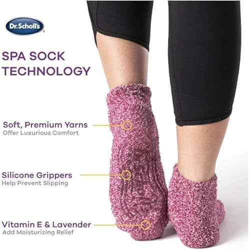 Dr. Scholl's Women's Low Cut Soothing Spa Socks-Lavender & Vitamin E Infused-2 & 3 Pairs-Bottom Grippers