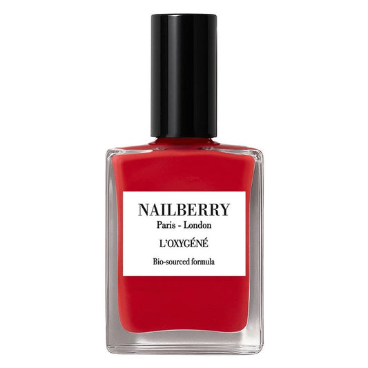 Nailberry L'Oxygéné Oxygenated Nail Lacquer | Pop My Berry | Bright Orange Nearly Red Opaque | UV Protected Long-Wear Nail Polish | 12-Free | Vegan | Certified Halal | Cruelty & Gluten Free | 15 ml