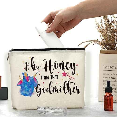 Decohim Makeup Bag Cosmetic Bag for Women Funny Godmother Gift Godmother Proposal Pregnancy Announcement Birthday Wedding Mothers Day Christmas Gifts for Godmom Fairy Fans I'm That Godmother