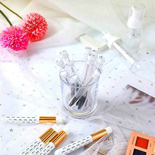 Geiserailie 30 Pcs Lash Shampoo Brushes Soap Bottle Set, 10 Eyelash Extensions Mascara Brushes 10 Peel off Blackhead Nose Cleaning Brush 10 Plastic Foam Reusable Bottle for Women(Simple,White)