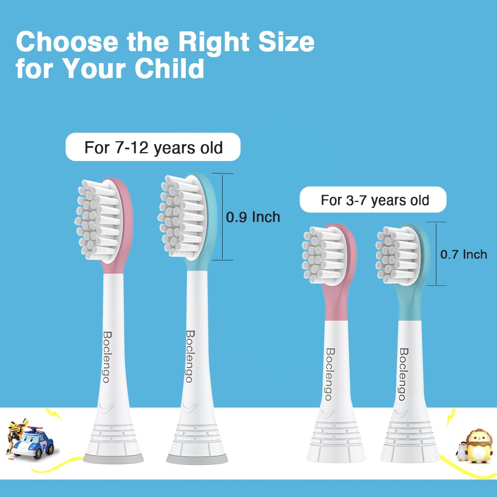 Boclengo Kids Replacement Heads for Philips Sonicare Kids Toothbrush Heads (for 7+ Years Old),for Phillips Sonicare HX6042/94, HX6340,HX6321,HX6320/30,Standard Child Brush Head for Philips Sonic Care