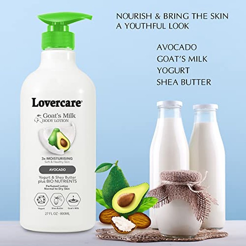 Lovercare Goat Milk Body Lotion for Dry Skin 27.05 oz Avocado (800ml) - Pack of 2¡¦