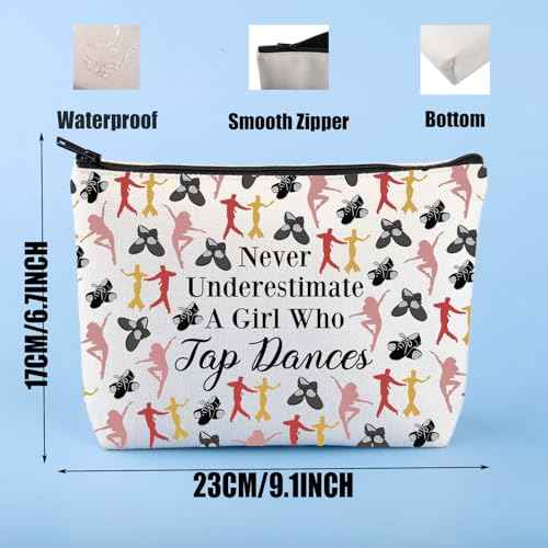 JYTAPP Tap Dance Lover Cosmetic Bag Never Underestimate A Girl Who Tap Dances Tap Dancer Gifts Tap Dance Dancing Gift