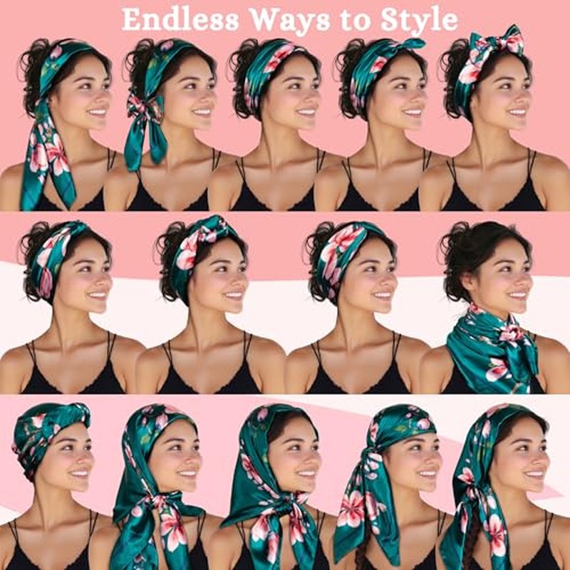 SWAY Large Satin Headbands for Women - 6-Clip Non-Slip, Wear 20+ Ways as Trendy Wide Headband, Boho, Head Covering, Perfect Hanukkah or Christmas Gift for Her? 35in. Patented & Handmade in USA
