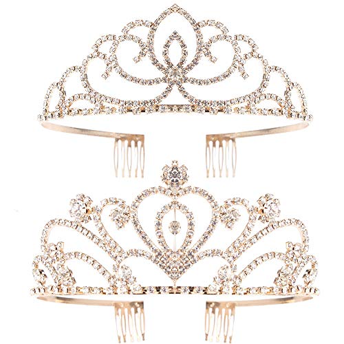 Pack of 2 Rhinestone Tiara Crown Exquisite Headband Comb Pin Wedding Christmas Bridal Party Birthday Tiaras