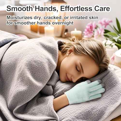 MoyRetty Touchscreen Silicone Moisturizing Gloves for Dry Hands Overnight, Reusable Hand Spa Gloves with Vitamin E & Jojoba Oil(Green)