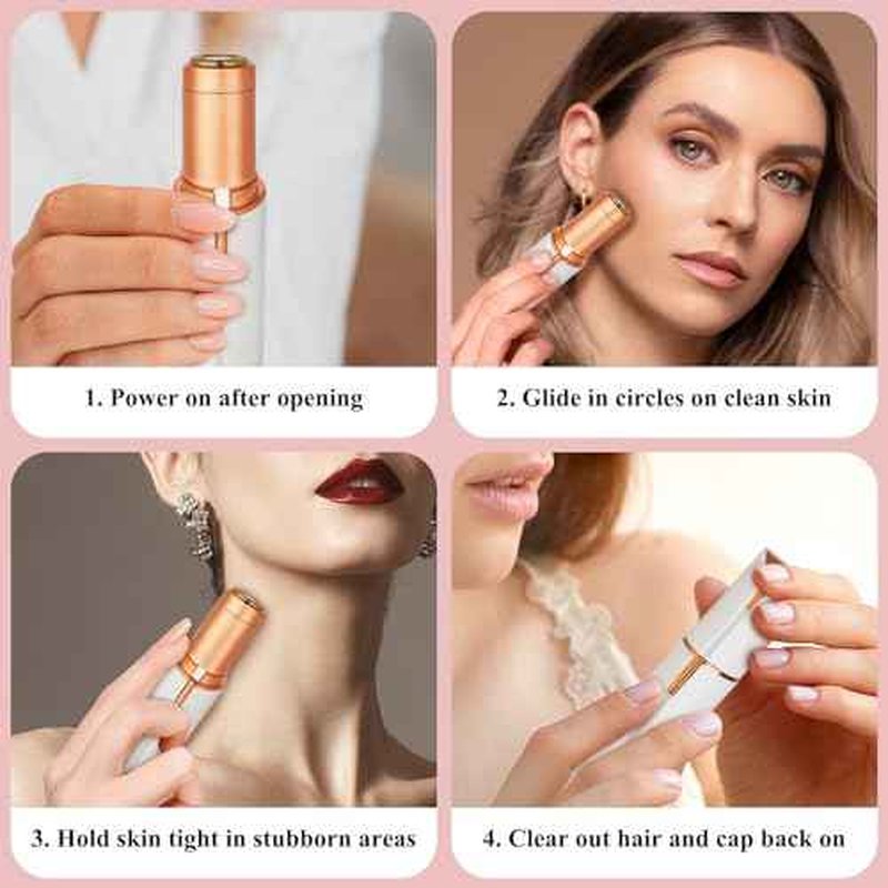 Facial Hair Removal for Women Men£¬Electric Painless Hair Removal Device Included 2 x Replacement Heads£¬USB Rechargeable Lady Womens Face Shaver with LED Light for Lip,Chin,Arms (Multicolor)
