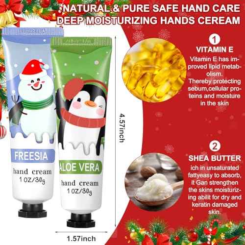 80 Pcs Christmas Hand Cream Gift Set for Dry Cracked Hands Natural Plant Fragrance Shea Hand Lotion Mini Hand Moisturizing Cream Christmas Gifts for Women Mom Christmas Stocking Stuffers