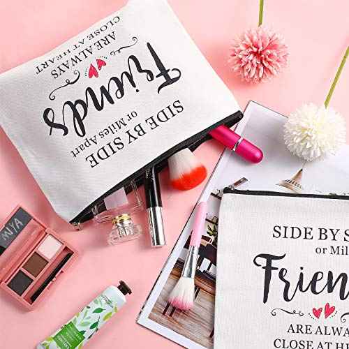 Weewooday 5 Pcs Friend Gifts Cosmetic Bags Friendship Makeup Bags for Women Party Favors, Long Distance Friendship, Side by Side Friends Gift, Girls Weekend Gifts for Birthday Teacher