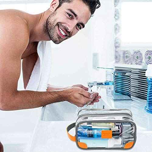 Lermende Toiletry Bag, Clear Shaving Dopp Kit for Men Travel Toiletry Bag with Hand Strap Unisex Bathroom Toiletries Organiser