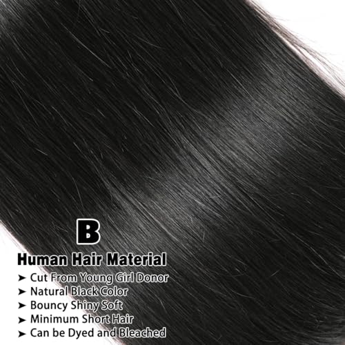 12A Straight Bundles Human Hair 18 20 22 Inch 3 Bundles Double Weft Brazilian Hair Extensions Straight Human Hair Bundles 100% Unprocessed Virgin for Women Natural Color