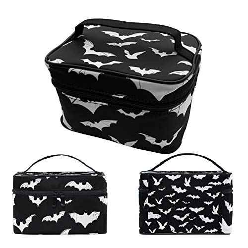 9CH Goth Travel Makeup Bag - Bats Cosmetic Bags Large Make up Organizer Portable Toiletry Bags Train Cases for Women Cosmetics
