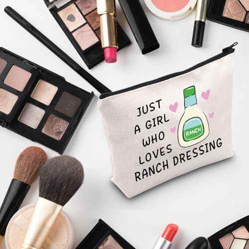 G2TUP Funny Ranch Dressing Gift Who Loves Ranch Dressing Makeup Bag Salad Saucey Lover Cosmetic Bag Funny Foodie Gift (Ranch Dressing MB)