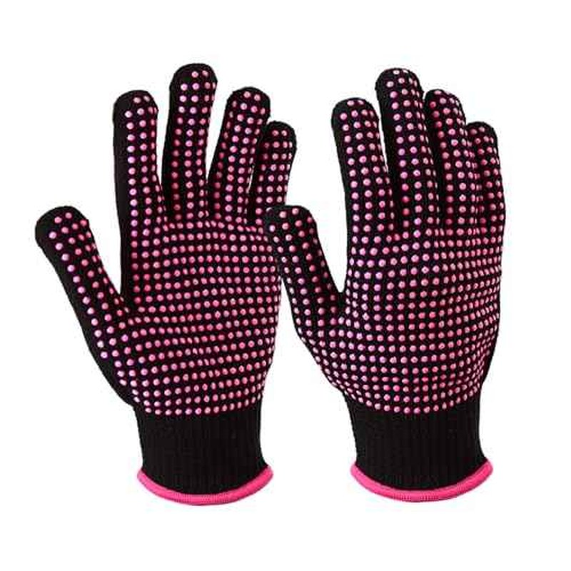 YANTAISIYU ?2-Pack Heat-Resistant Gloves with Silicone Bumps Heat Blocking Gloves for Curling Hair Styling