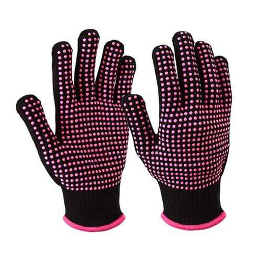 YANTAISIYU ?2-Pack Heat-Resistant Gloves with Silicone Bumps Heat Blocking Gloves for Curling Hair Styling