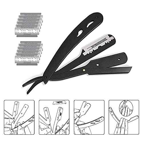 Beard Shaper, Beard Shaping Tools, Include Beard Template Guide, Professional Straight Edge Razor, 10 Count of Double Edge Blade, Barber Pencil, Beard Comb, 2 Stainless Steel Scissors