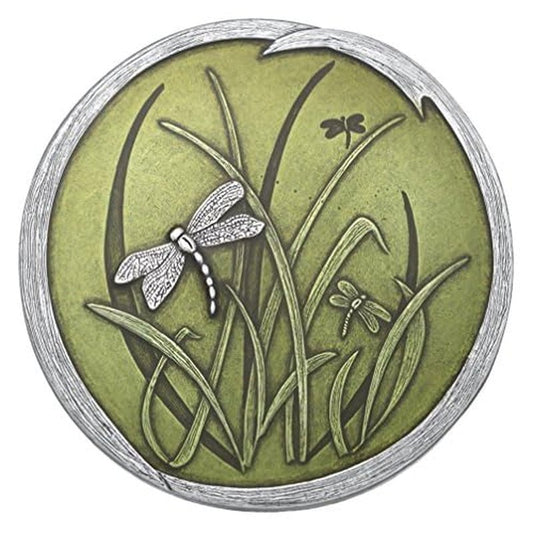 DANFORTH ? Pewter Dragonfly Purse Mirror ? Vintage Pewter & Green Hand-Held Mirror for Women ? Handmade Nature Gift Accessories, Made in USA (3 inches)
