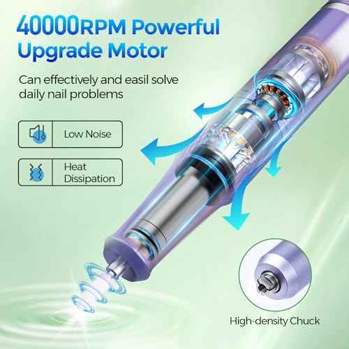 Nail Drill Electric File: DEDNMSCA Sparkly Professional Nail Drill Kit, 40000RPM E-File Machine with 12 Drill Bits for Acrylic Nails Remove Nail Gel Polish Manicure for Salon Home, Diamond