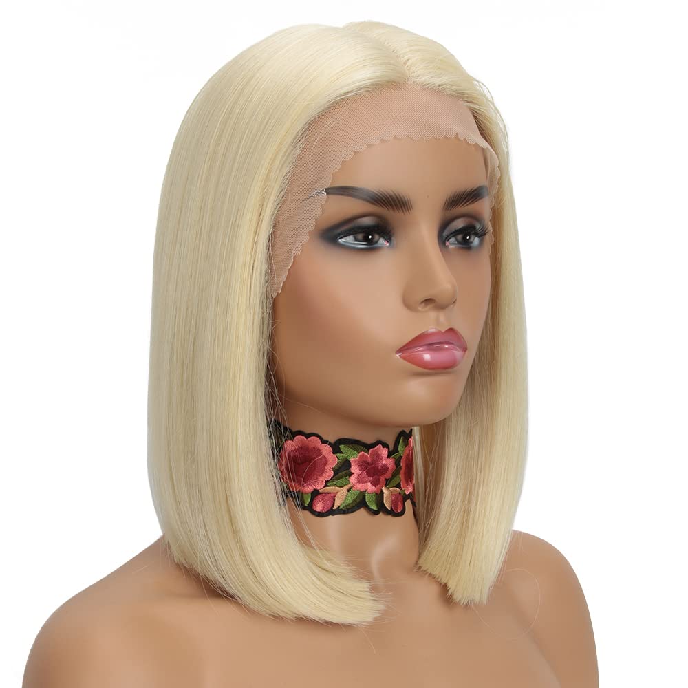 Platinum Blonde Bob Wig - T Part HD Lace Front for Women | Synthetic 613 Hair for Parties & Daily Wear