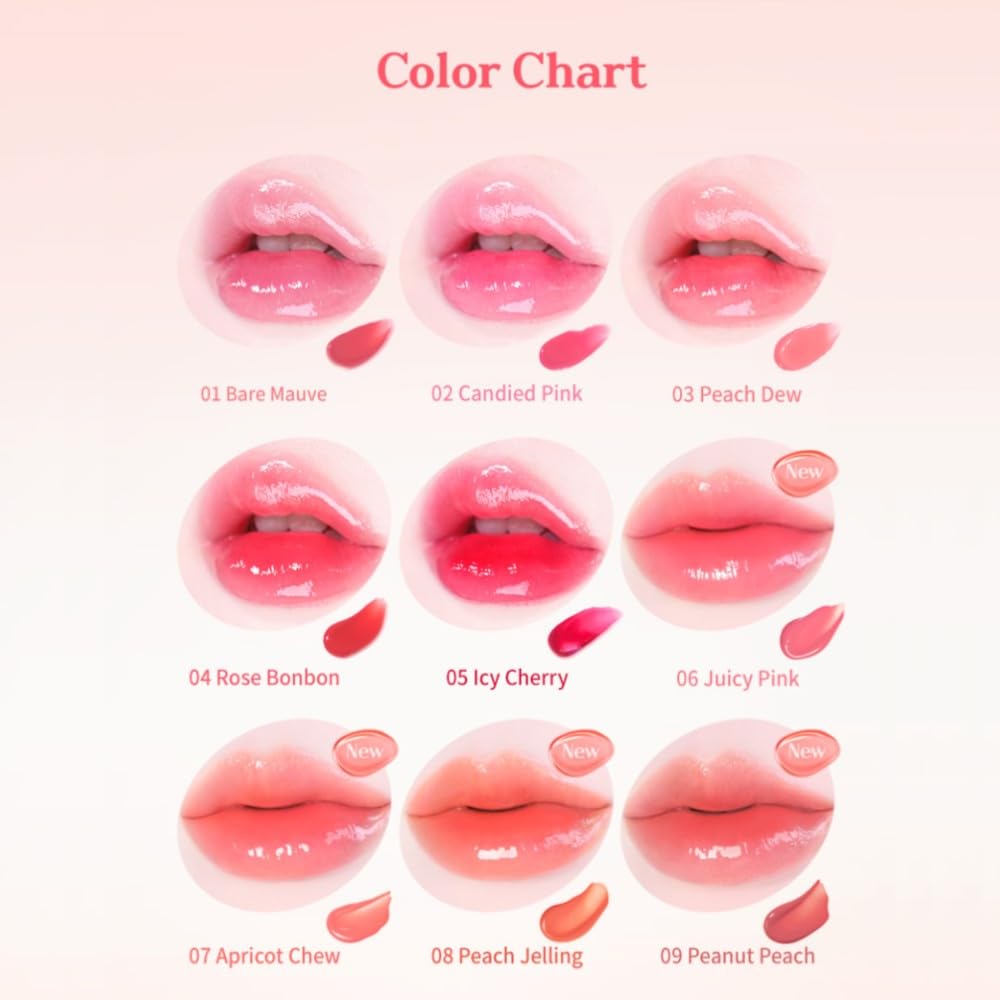 MQNY (MACQUEEN NEWYORK Dewy Water Glow Lip Tint - #03 Peach Dew, Glass-like Mirror Shine Hydrating Lip Stain, Long-Lasting & Non-Sticky Pink Tone Water Tint, 0.12 oz (3.5g)