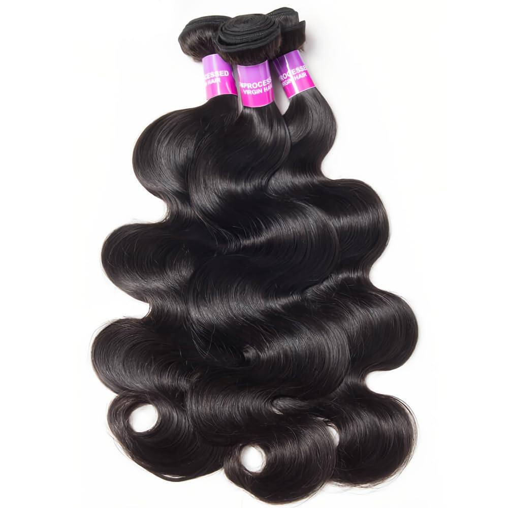 12A Human Hair Bundles 100g Body Wave Bundles Human Hair Extensions 18 Inch Brazilian Virgin Body Wave 1 Piece Deal Unprocessed Brazilian Quick Weave Extensions Natural Black