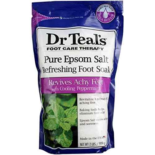 Dr. Teal's Peppermint Foot Soak Gift Set (3 Pack, 2lb Ea.) - Revitalize & Refresh Cooling Peppermint with Essential Oils Blended with Pure Epsom Salt - Ease Aches & Pains, Baking Soda Eliminates Odor