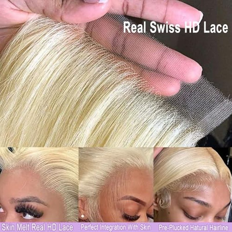 613 Closure Straight Blonde 5x5 HD Lace Closure Human Hair Extensions 12A Brazilian Virgin Remy Free Part 100% Blonde Human Hair Closure Pre Plucked With Baby Hair 14 Inch