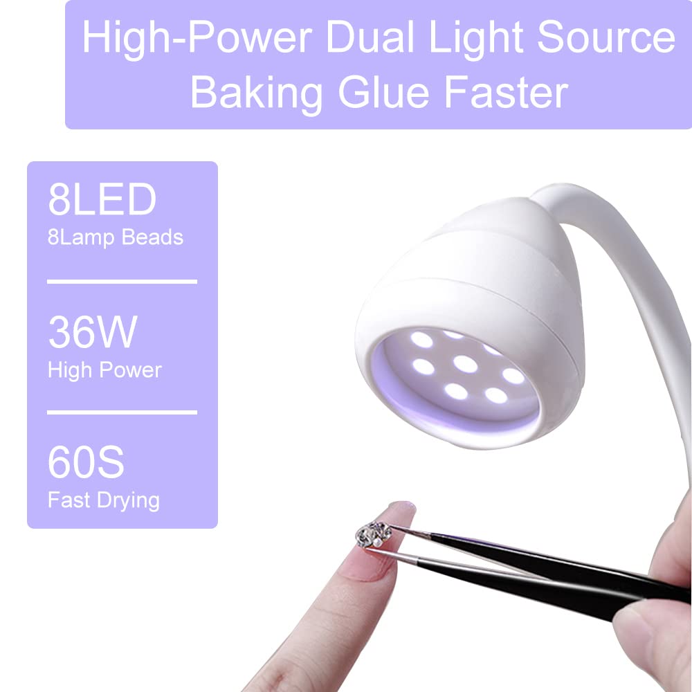 Bovmics 36W Rechargeable UV LED Nail Lamp, Gooseneck Light for Gel Nails Hands Free, Mini Portable Dryer With Brush Holder for Travel Home & Salon Manicure