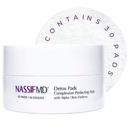 NassifMD Exfoliating Detox Pads - AHA/BHA Facial Pads for Deep Cleansing & Glowing Skin | Reduces Pores, Firms Texture