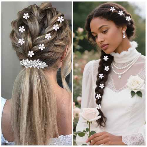 YISSION 22 Pcs Rhinestone Hair Clips Crystal Hair Barrettes with Pearl Silver Hair Clips Decorative Flower Hair Pins Wedding Bridal Rhinestone Hair Accessories for Women Girls (Combination 2)