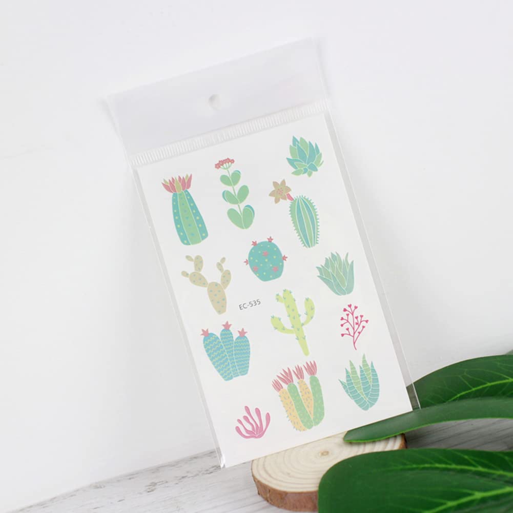 Oottati 6 sheets Waterproof Temporary Tattoo Stickers for Kids Children Cute Finger Wrist Cactus Potted Flower for Grils Boys