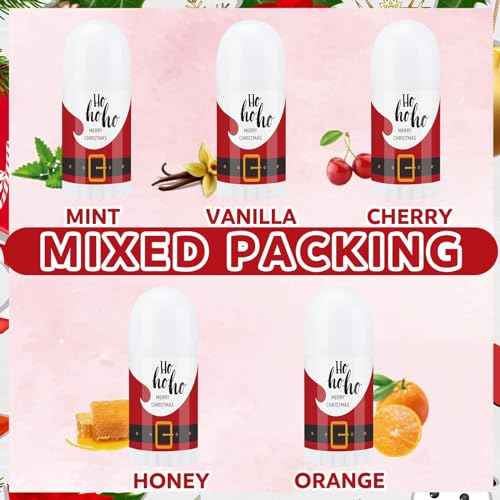 50 Pcs Christmas Mini Lip Balm Pack Thank You Gifts Moisturizer Assorted Flavors Beeswax Natural Ingredients Dry Chapped Lip Care Products for Coworkers Women Friend Men(Santa Claus)