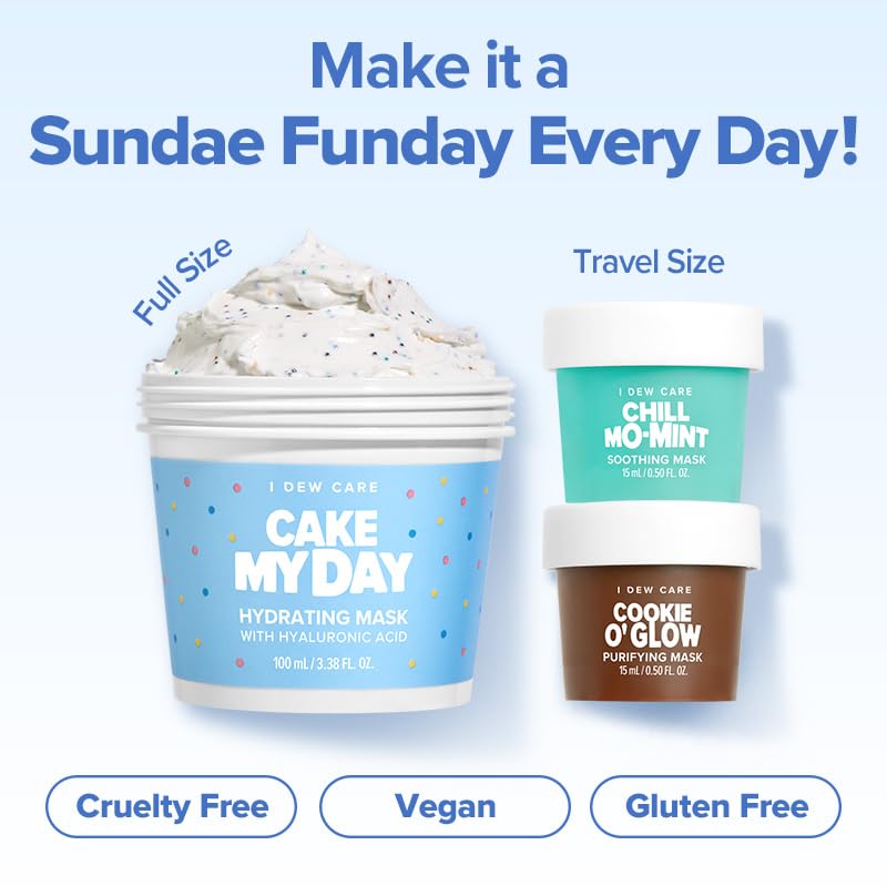 I DEW CARE Wash Off Face Mask Set - Sundae Scoop | Hydrating & Soothing Skincare Kit for Teens