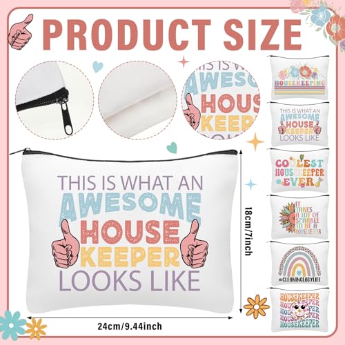 Kacctyen 24 Pcs Christmas Housekeeping Gifts Bulk 12 Thanksgiving Makeup Bag 12 Retractable Badge Reels Housekeeping Appreciation Gift for Housekeeper Cleaner Staff Team Employee Coworker Custodian