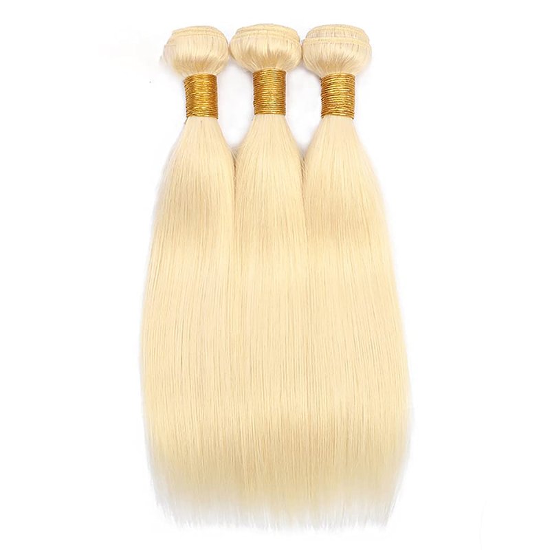 #613 Blonde Bundles Straight Bundles Human Hair 22 24 26 Inch Unprocessed Brazilian Virgin Weave Hairs Honey Blonde 3 Bundle 50 Gram Per Bundle Human Hair Extensions